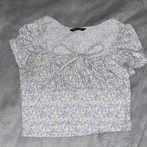 Purple flowered tie top